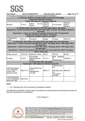 有害化學(xué)物質(zhì)零排放檢測報告